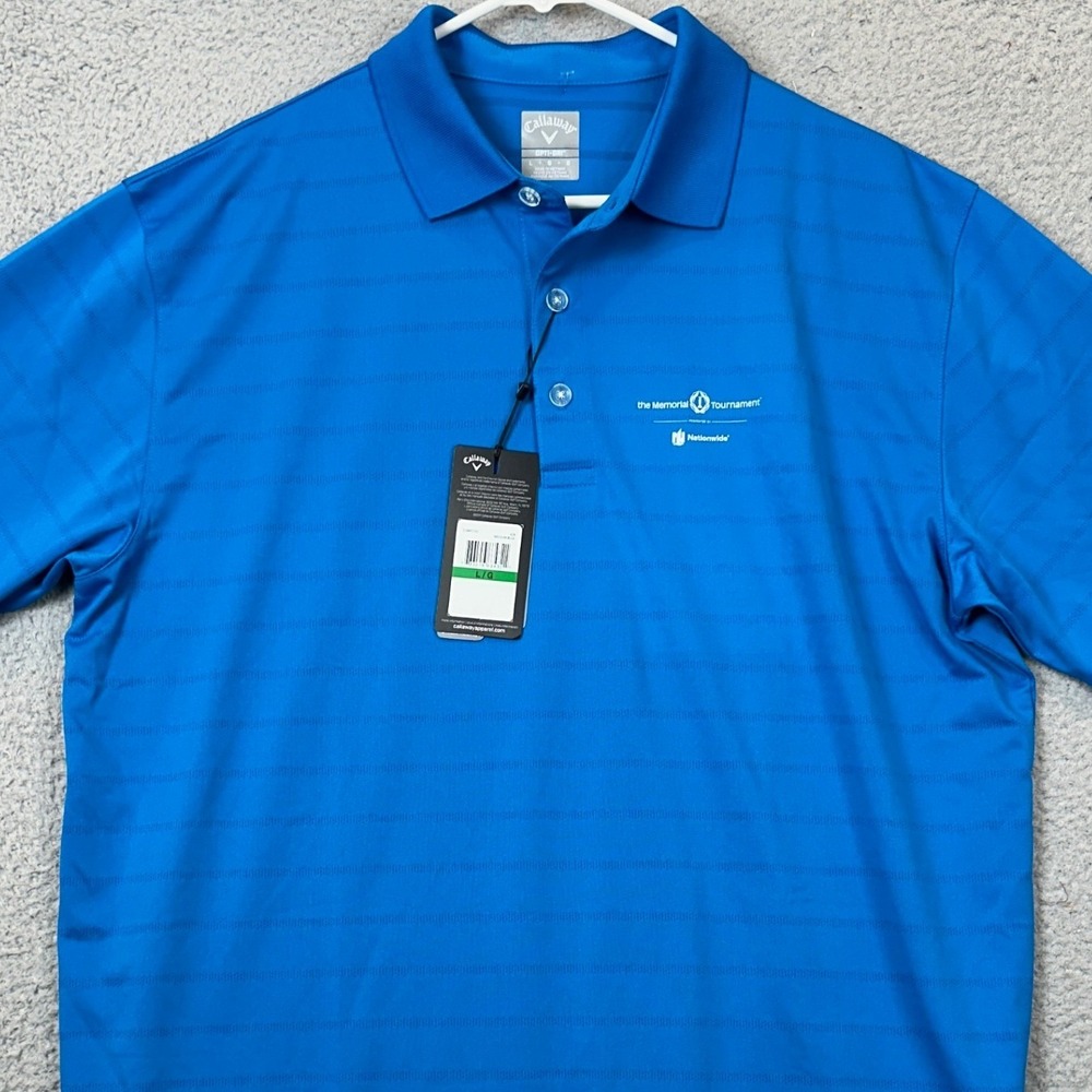 NEW Callaway Polo Shirt Mens Large Opti-Dri Blue The Memorial Tournament Golf